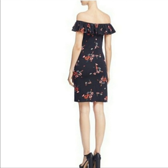 Rebecca Taylor Black Mini Ruffle Bodycon Dress S - Picture 3 of 10